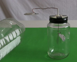Testing the polarity of the top of the electret using
      my inductively charged homemade/DIY electroscope.