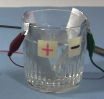 Simple plates in a container for an electrolytic capacitor.