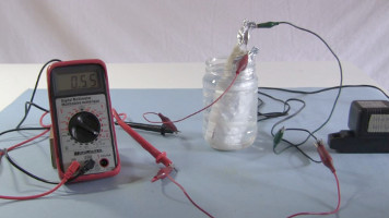 Forming aluminum oxide on positive plate of the spiral
      homemade electrolytic capacitor.